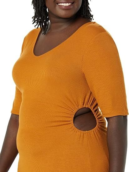 Orange Midi Dress With Side Cutout image 3